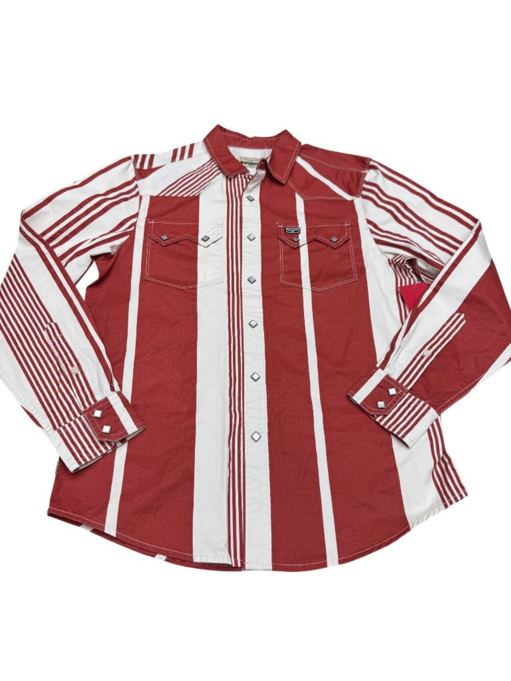 NWT Kimes Ranch Men's Bandit Striped Western LS Shirt Diamond-Shape Button Sz M